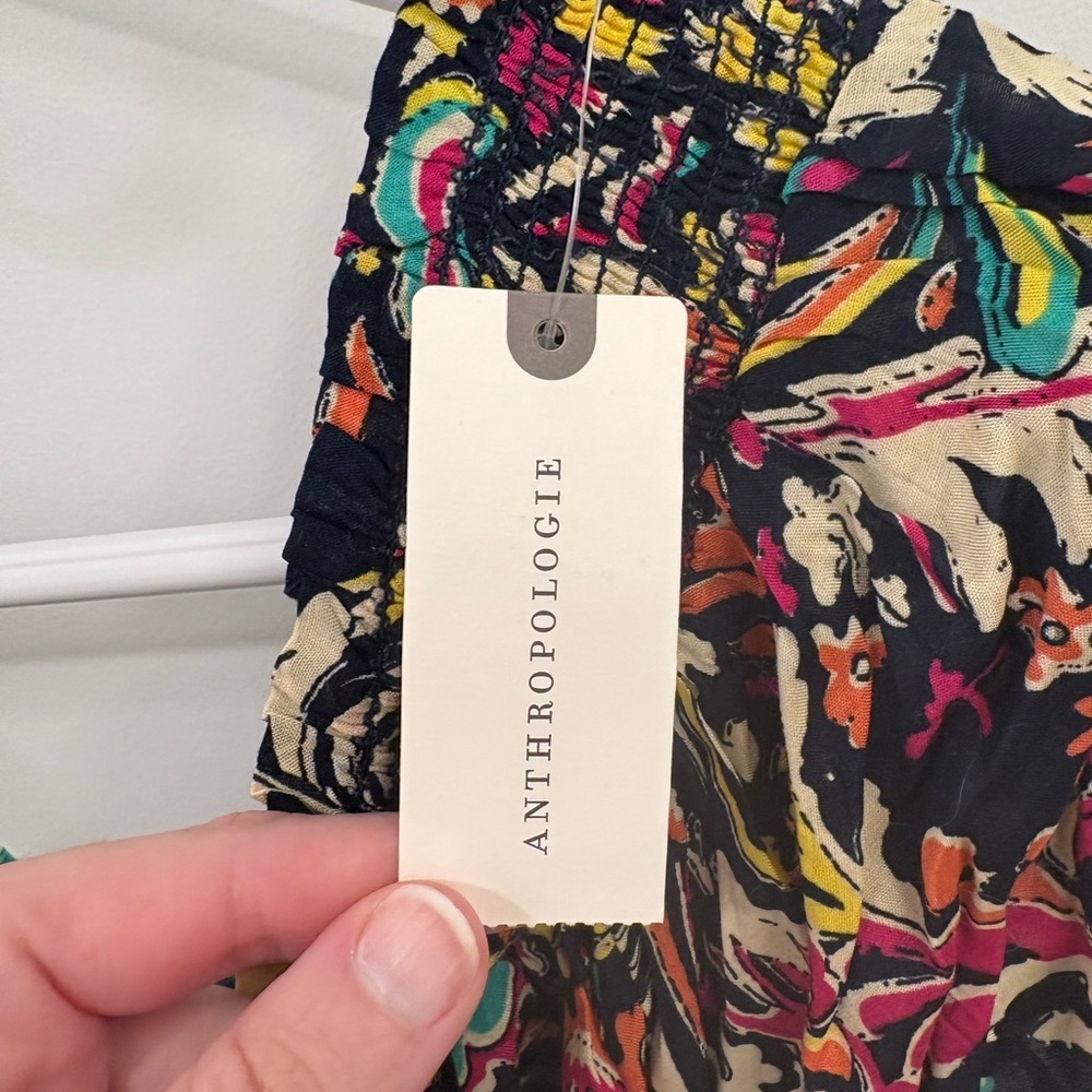 Anthropologie Black Floral Off The Shoulder Jumpsuit Size Medium - Picture 4 of 14